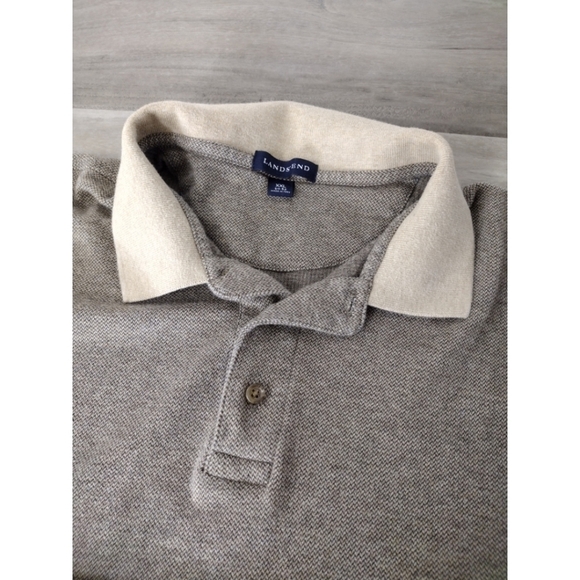 Lands' End pima cotton men's long sleeve polo - Picture 3 of 10